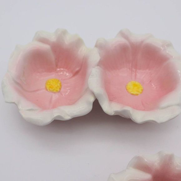 Lily Votive Candle Holders, Pair (2), Pink and White, Rose Votive, Trinket Dish, - Picture 2 of 4